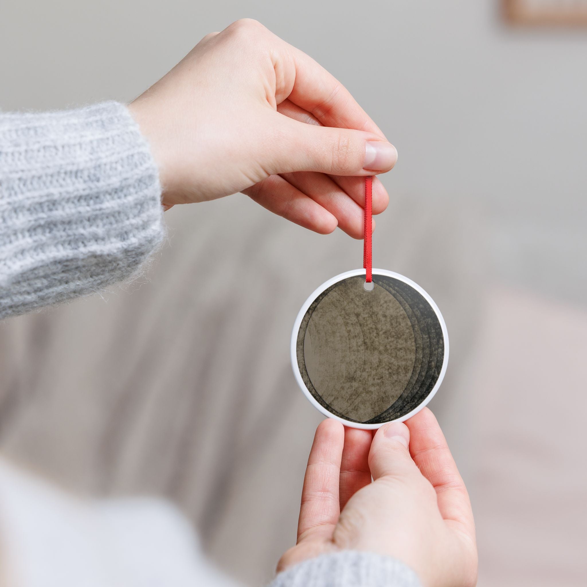 Vintage Moon Phase Ceramic Ornament — Rustic Lunar Holiday Decoration