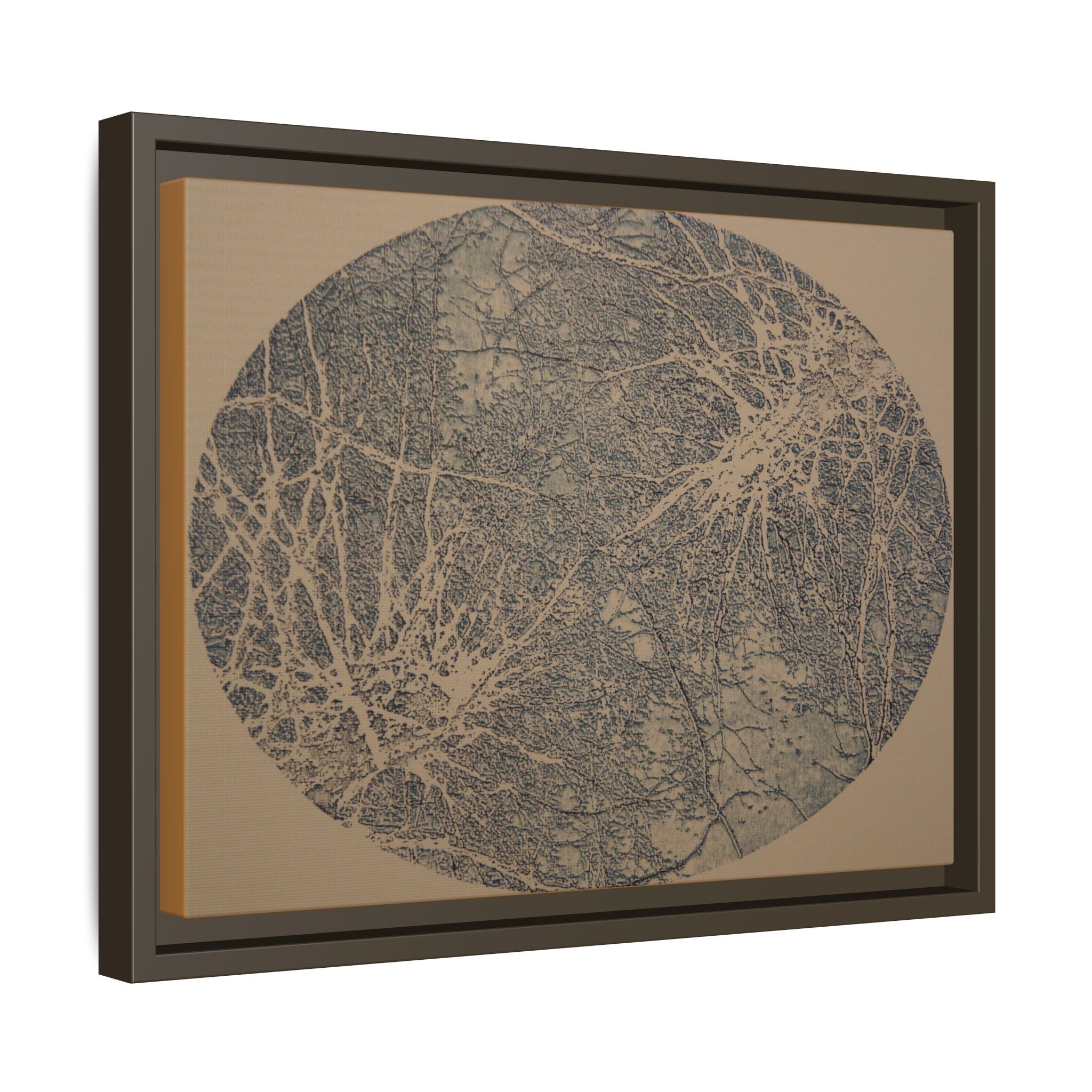 Framed Matte Canvas Art, no 10 — Twin Tree Wood-Carving Reproduction (Collegiate Navy & Gentle Brown)