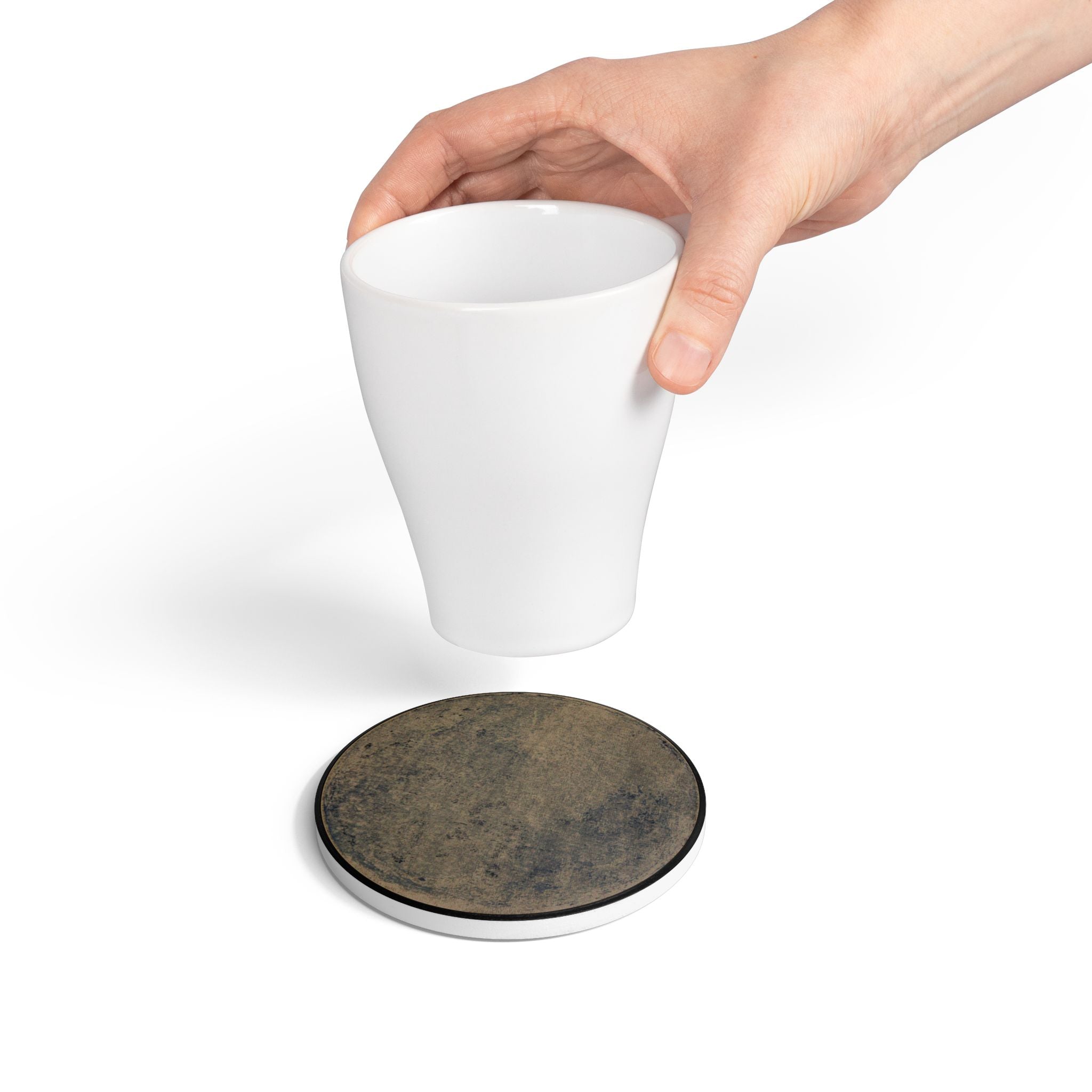 Rustic Vintage Ceramic Coaster – Weathered Stone Look with Cork Backing