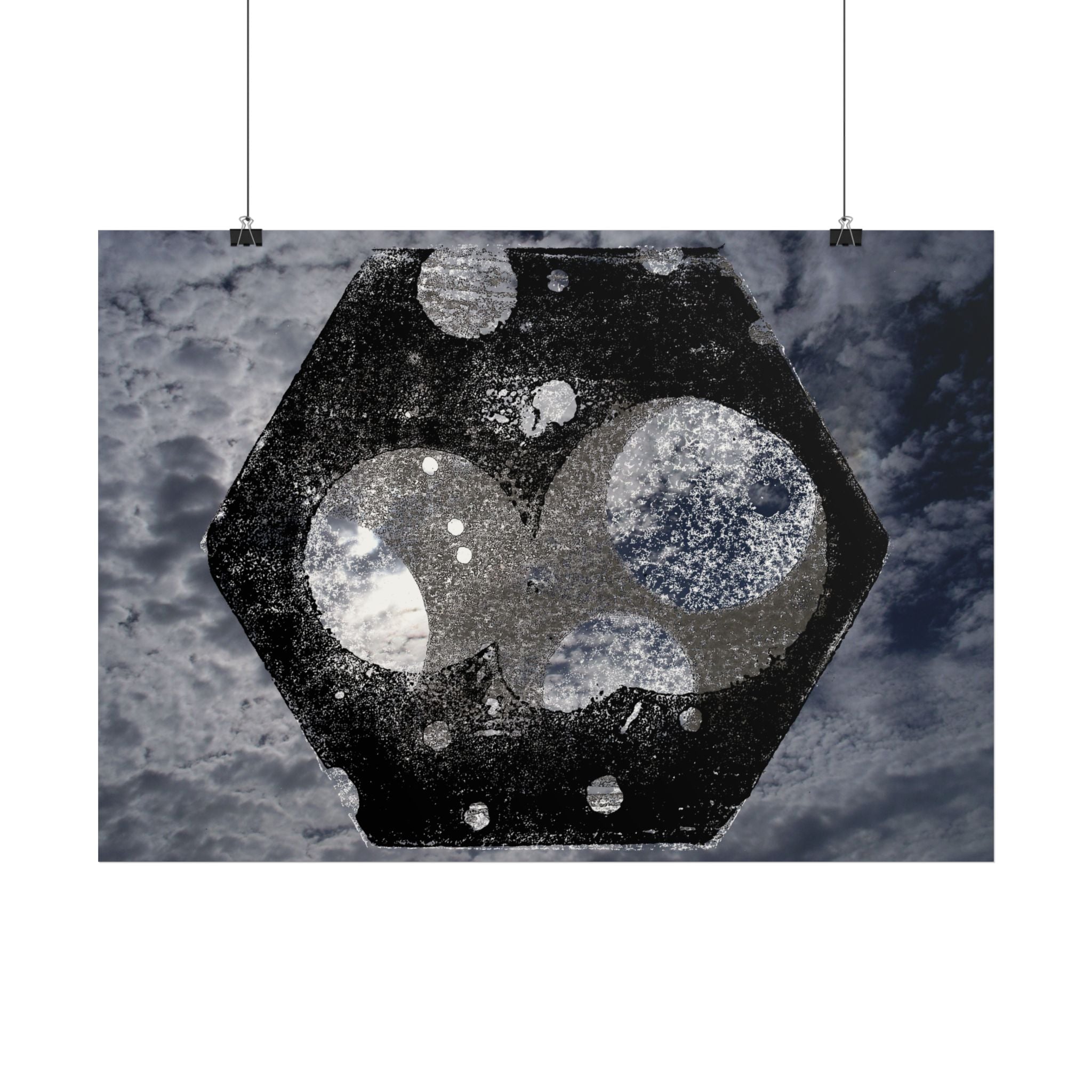 Abstracte hemelse zeshoek poster — Sfeervolle ruimte muurdecoratie 