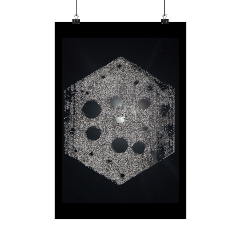 Matte Poster — Abstract Hexagon Moon Art (Minimalist Monochrome Wall Print)