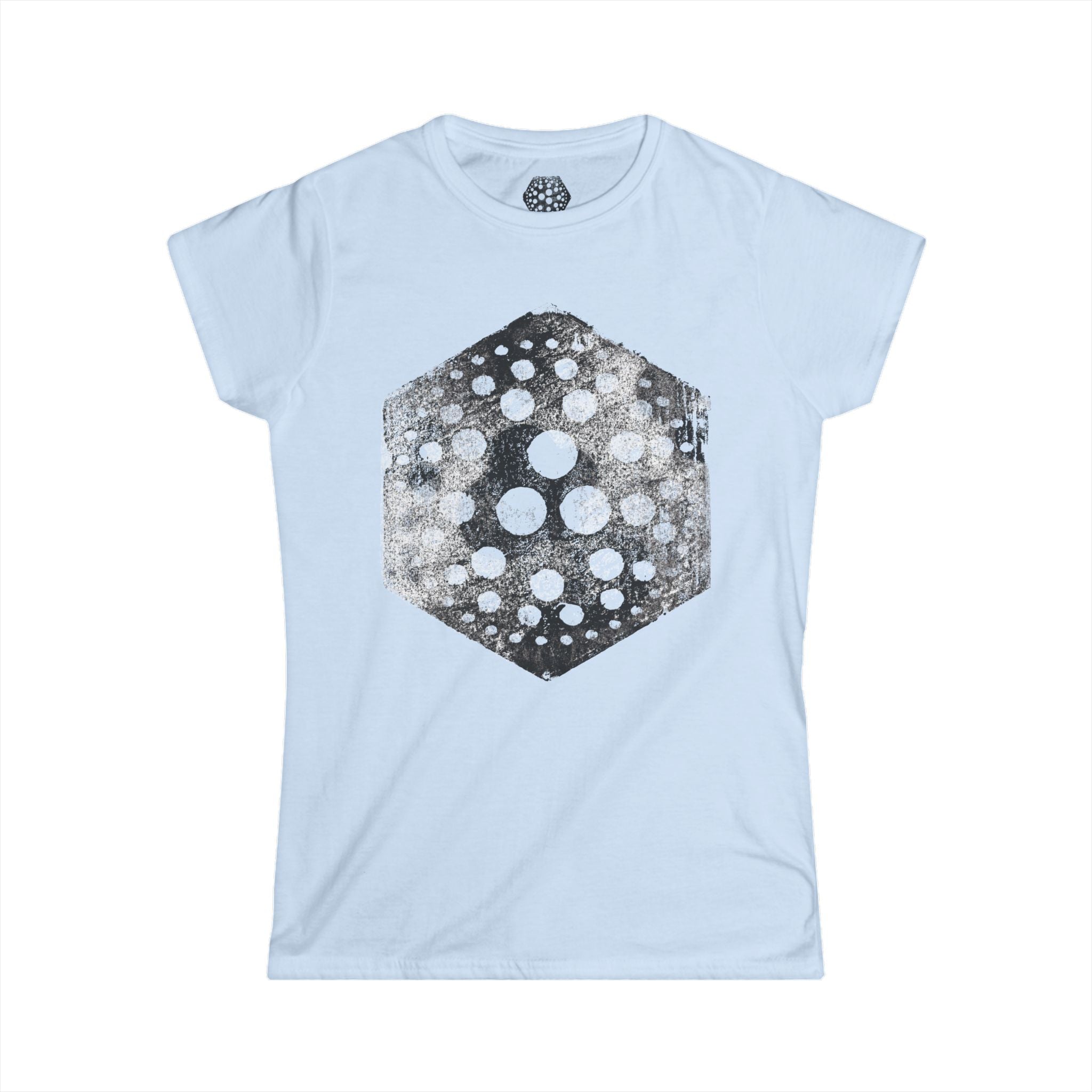 Hexagon Cosmic Dots dames T-shirt — Vintage ruimtegeometrie graphic 