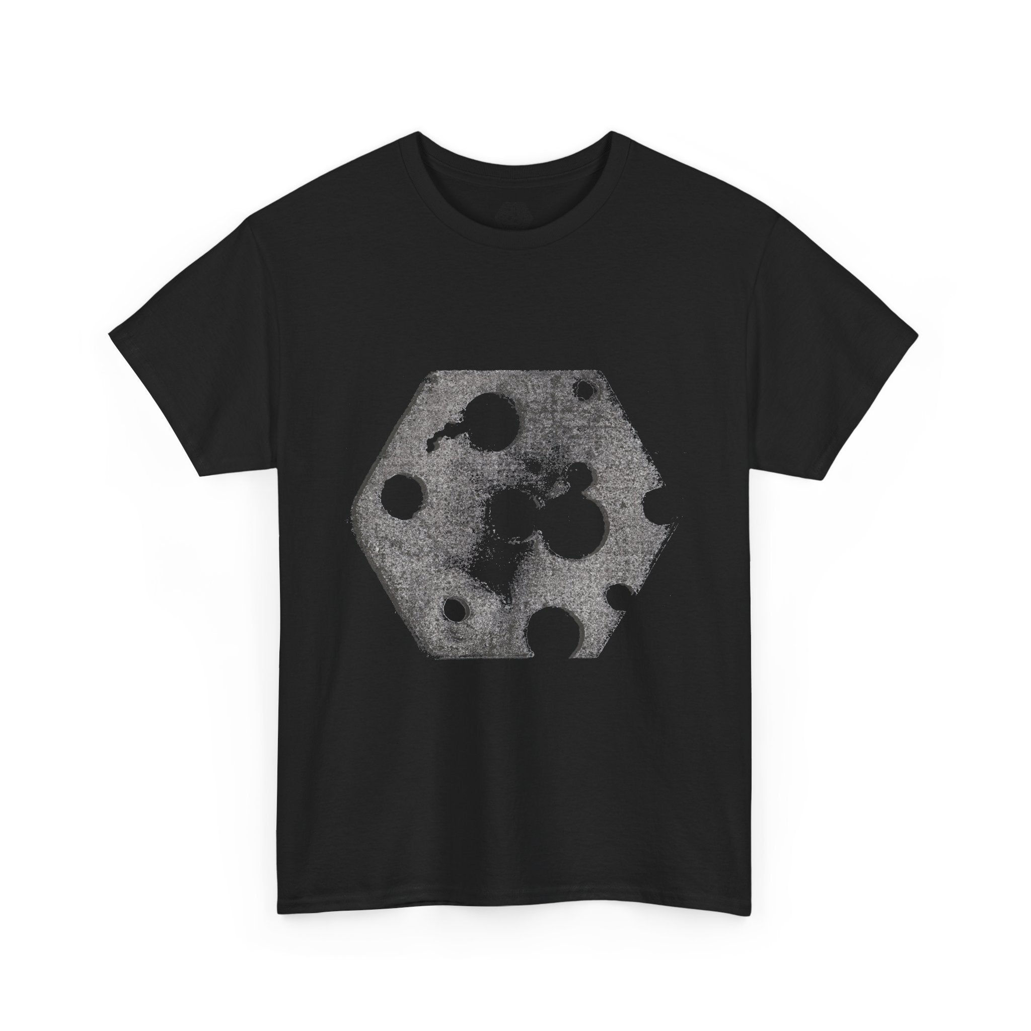Hexagon Circles Graphic Tee — Digital Manual Print Art
