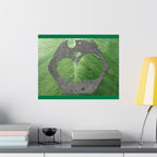 Groene abstracte cirkelkunst, matte horizontale poster | Moderne geometrische wanddecoratie 