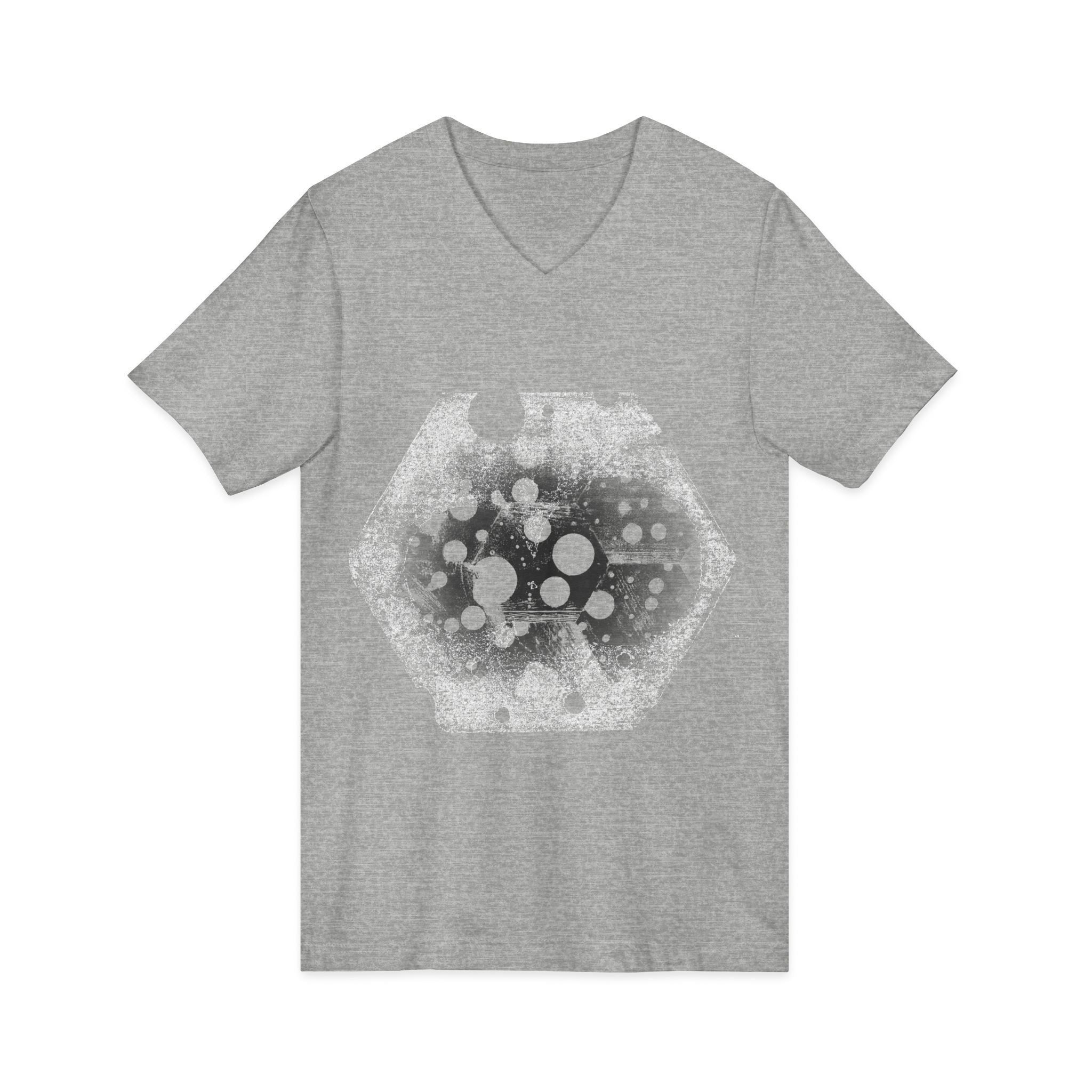 Hex Moon Graphic V-Neck Tee Design Hex27 — Distressed Space Cheese Vintage Astronomy V-Neck T-Shirt