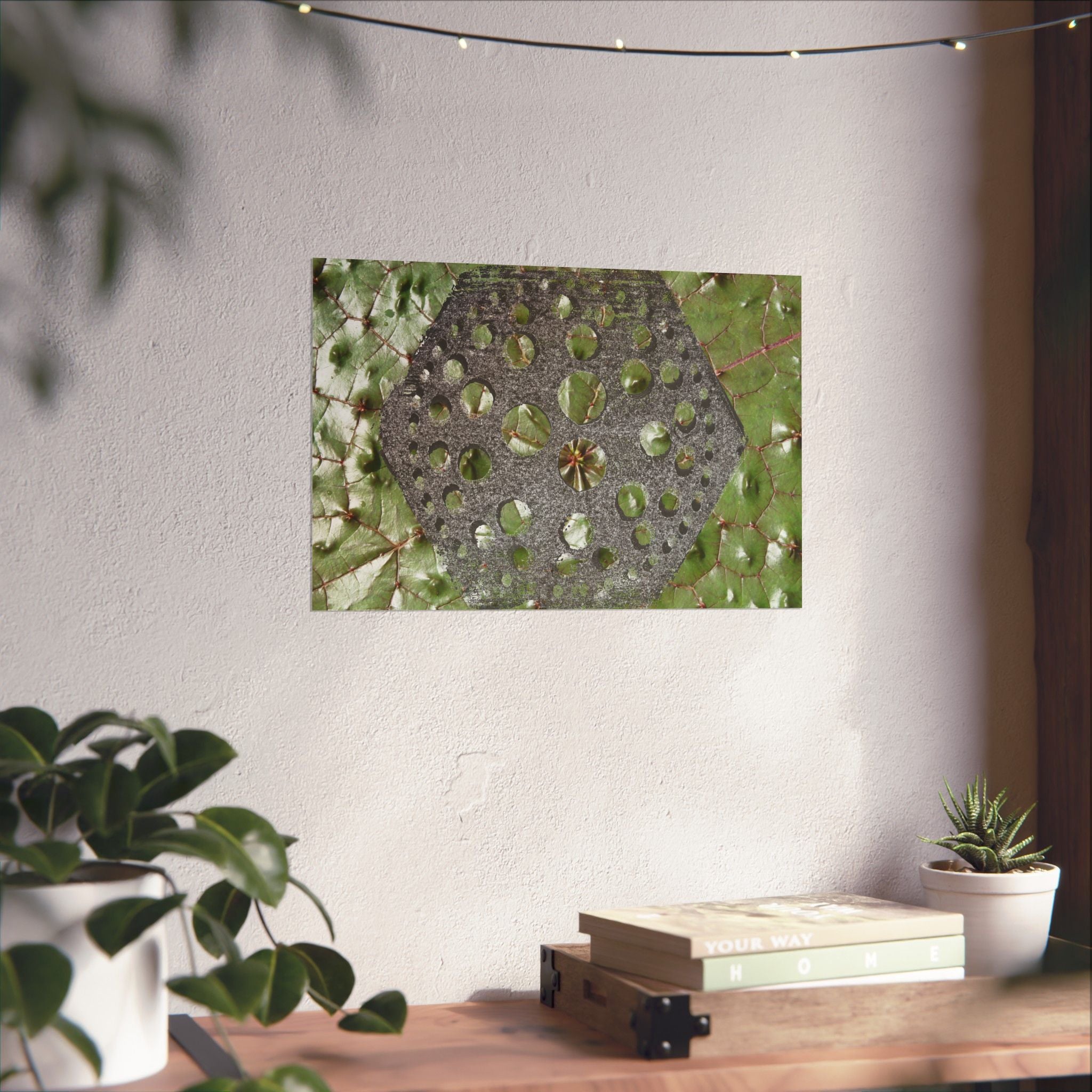 Geometrische zeshoekige uitgesneden kunstposter | Matte horizontale poster 