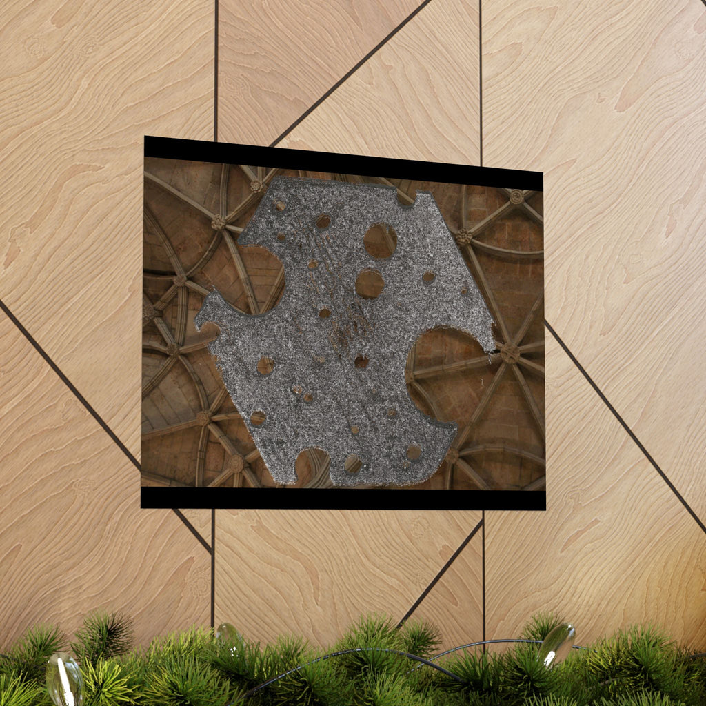 Matte horizontale poster — Horizontale kunst met metalen textuur van een kathedraalplafond 
