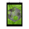 Geometric Moon Hex Poster — Grunge Green Matte Vertical Art Print