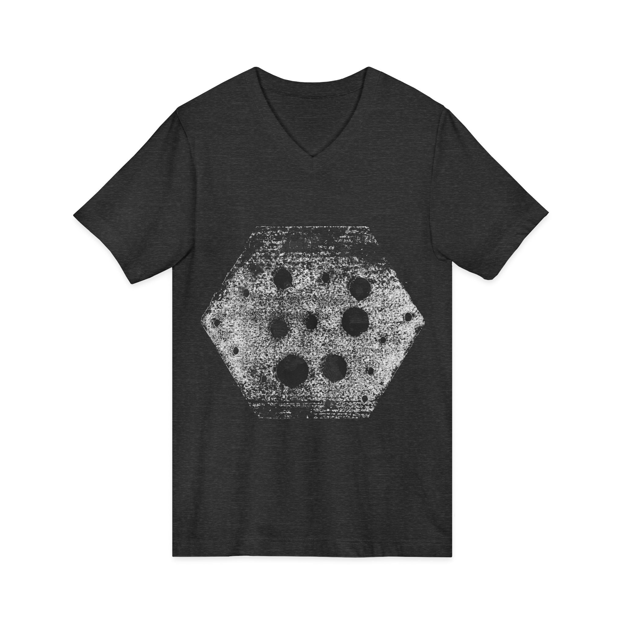 Hex Moon Graphic Tee Design Hex33 — Distressed Space Cheese Vintage Astronomy V-Neck T-Shirt
