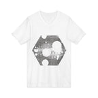 Hex Moon Graphic Tee Design Hex08— Distressed Space Cheese Vintage Astronomy V-Neck T-Shirt
