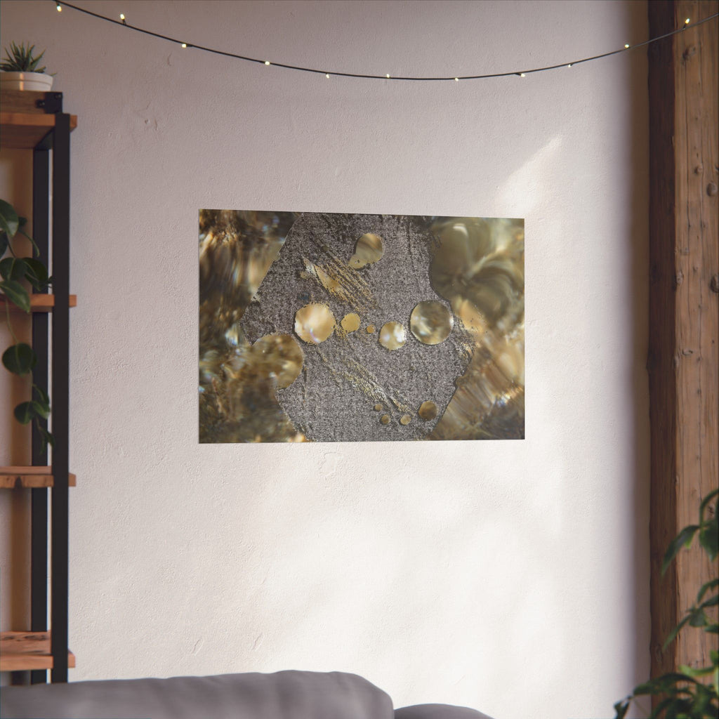 Matte horizontale poster — Abstracte muurdecoratie met water- en steentextuur 