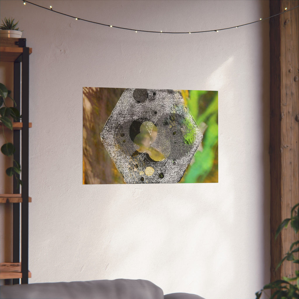 Abstract Hex Bolt Close-Up Matte Poster — Industrial Nature Wall Art