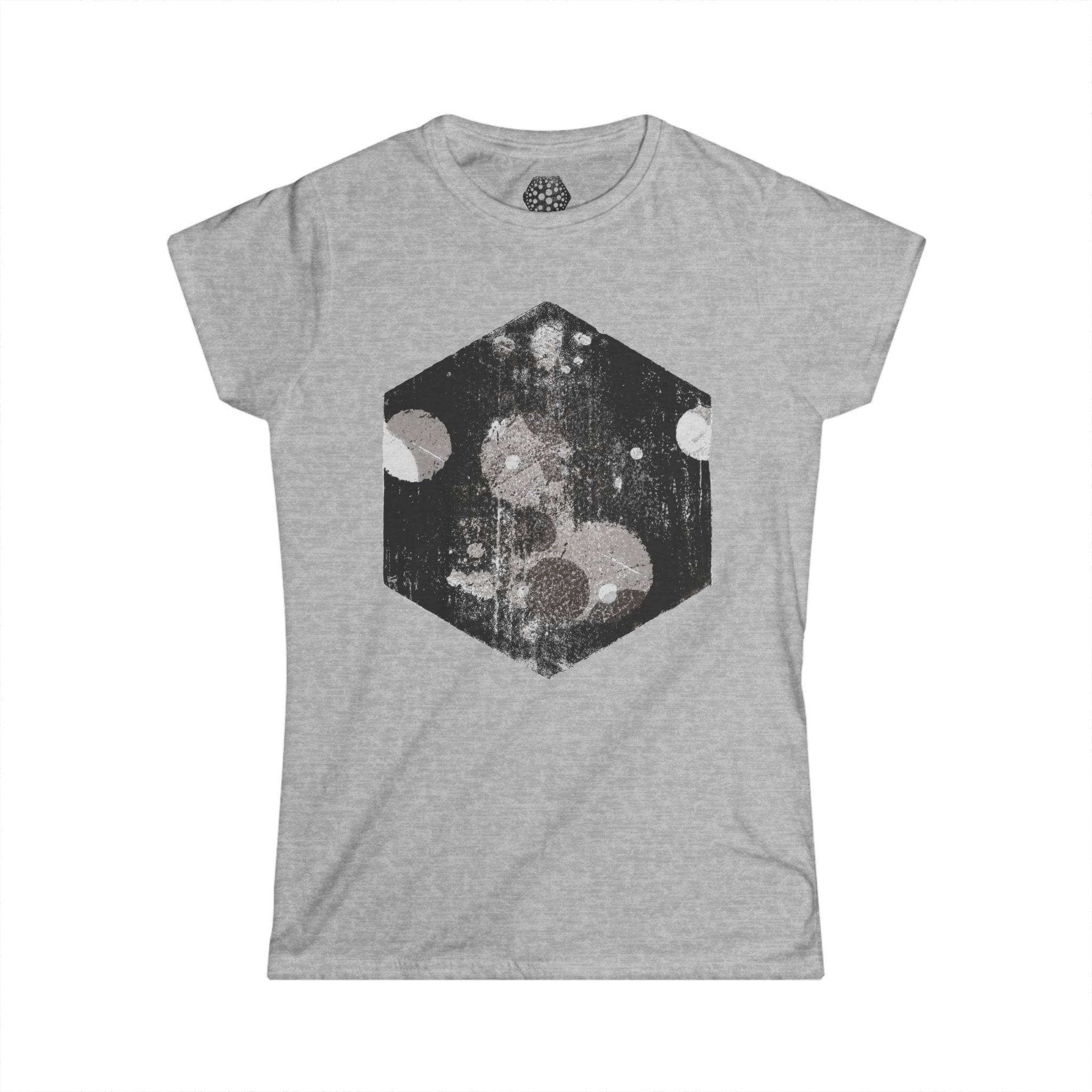 Damesshirt — Abstracte kosmische zeshoek-afbeelding 