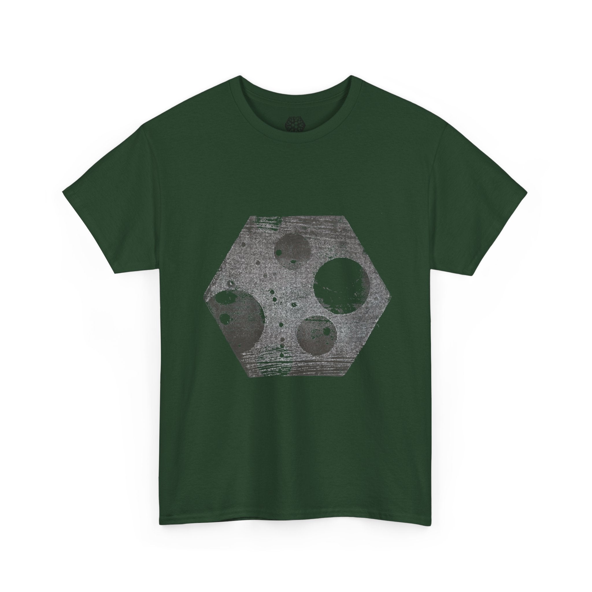 Hexagon Circles Graphic Tee — Digital Manual Print Art