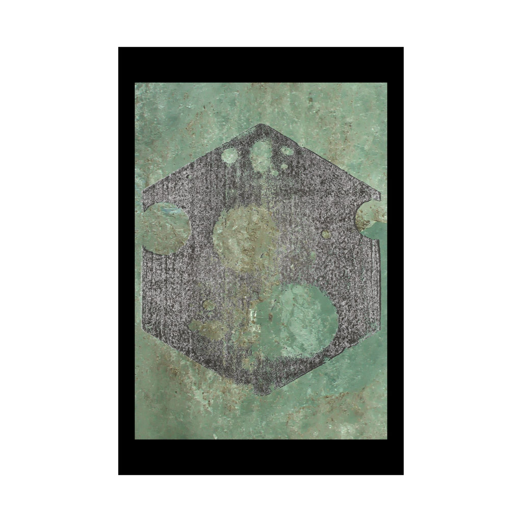 Abstract Geometric Hexagon Art Matte Vertical Poster | Green Textured Circles