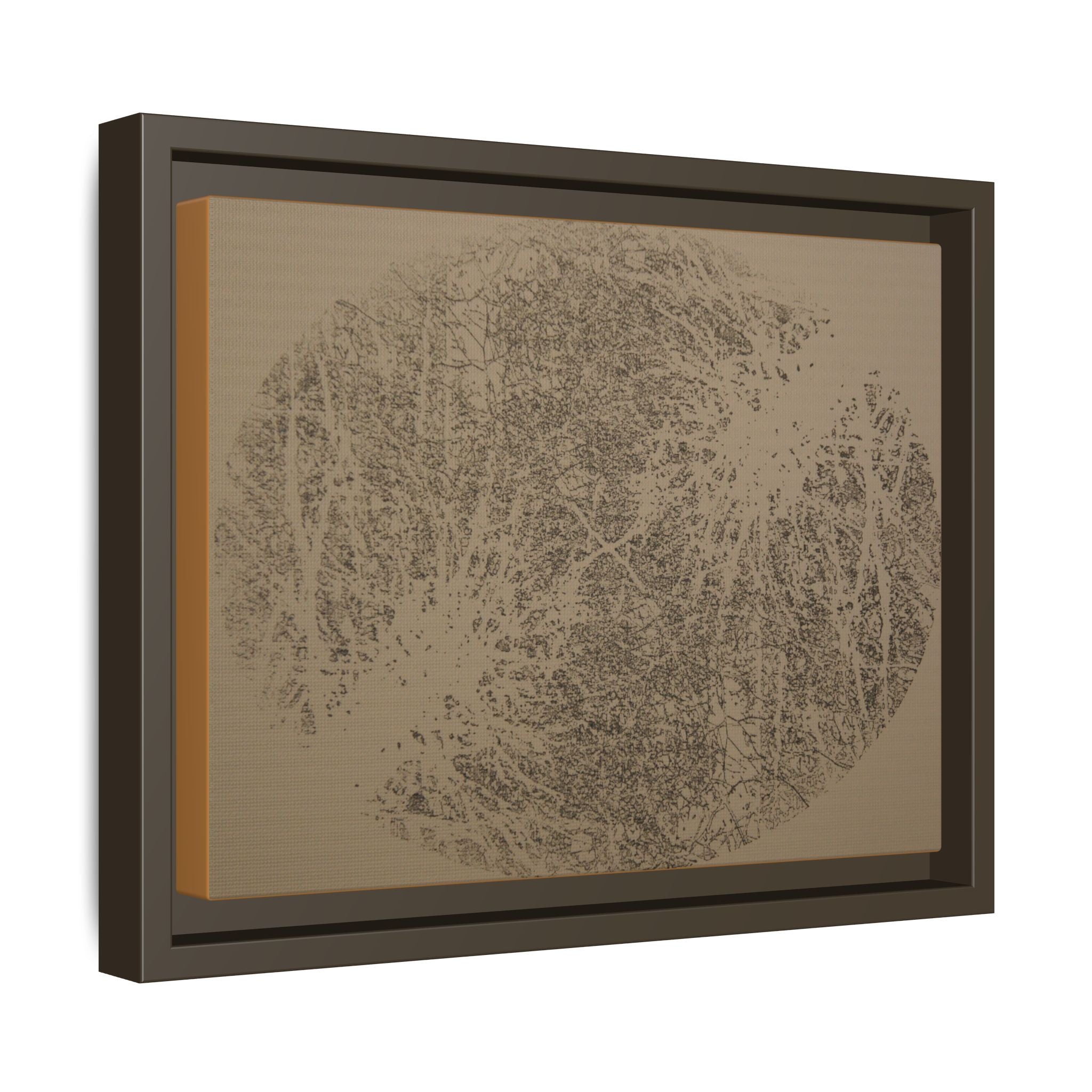 Framed Matte Canvas Print, no 11 — Twin Tree Wood-Carving Reproduction (Taupe & Arrowtown)
