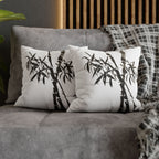 Bamboo Ink-Brush Square Pillowcase — Minimal Asian-Inspired Decorative Pillow Cover