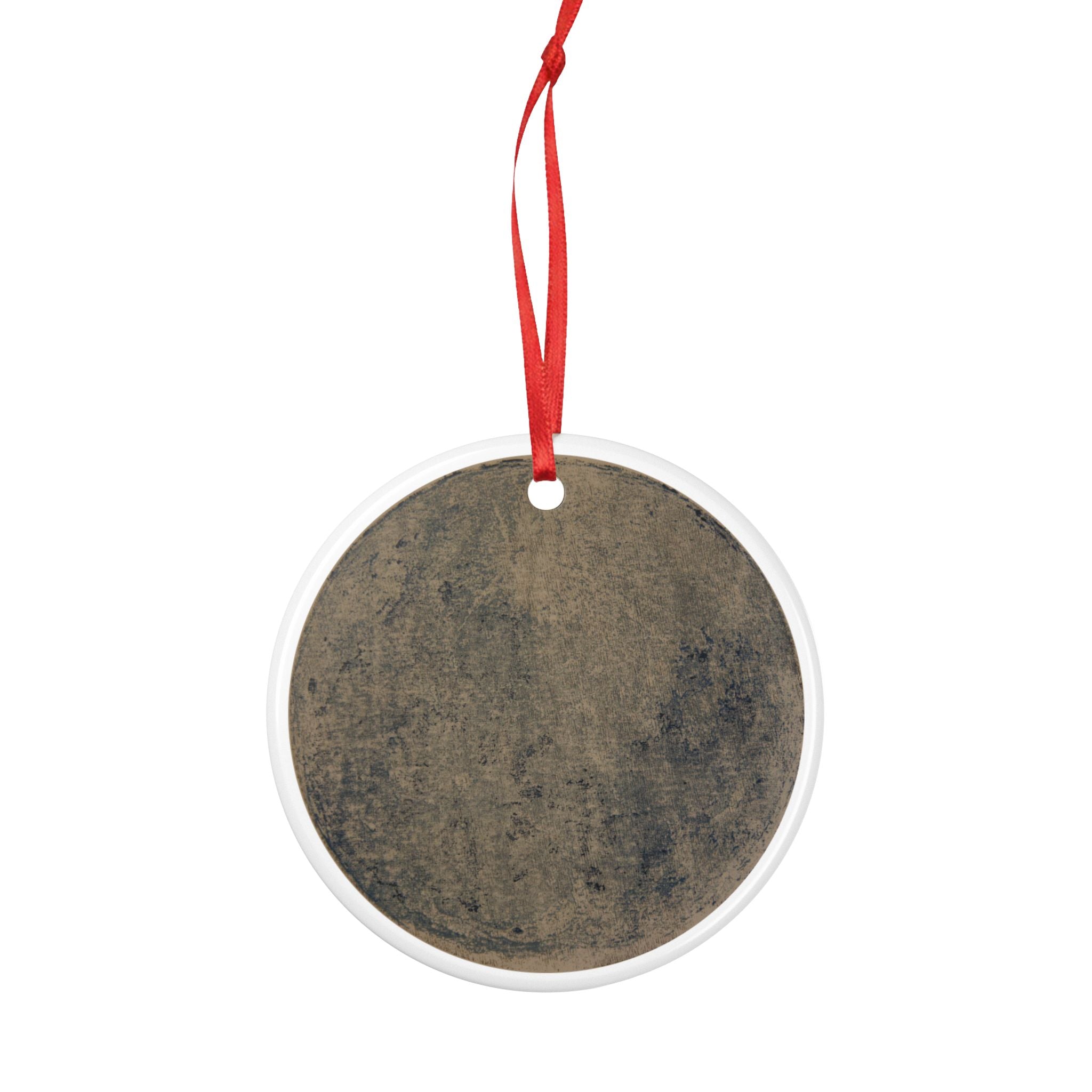 Vintage Grunge Ceramic Ornament — Round Double‑Sided Rustic Holiday Decoration