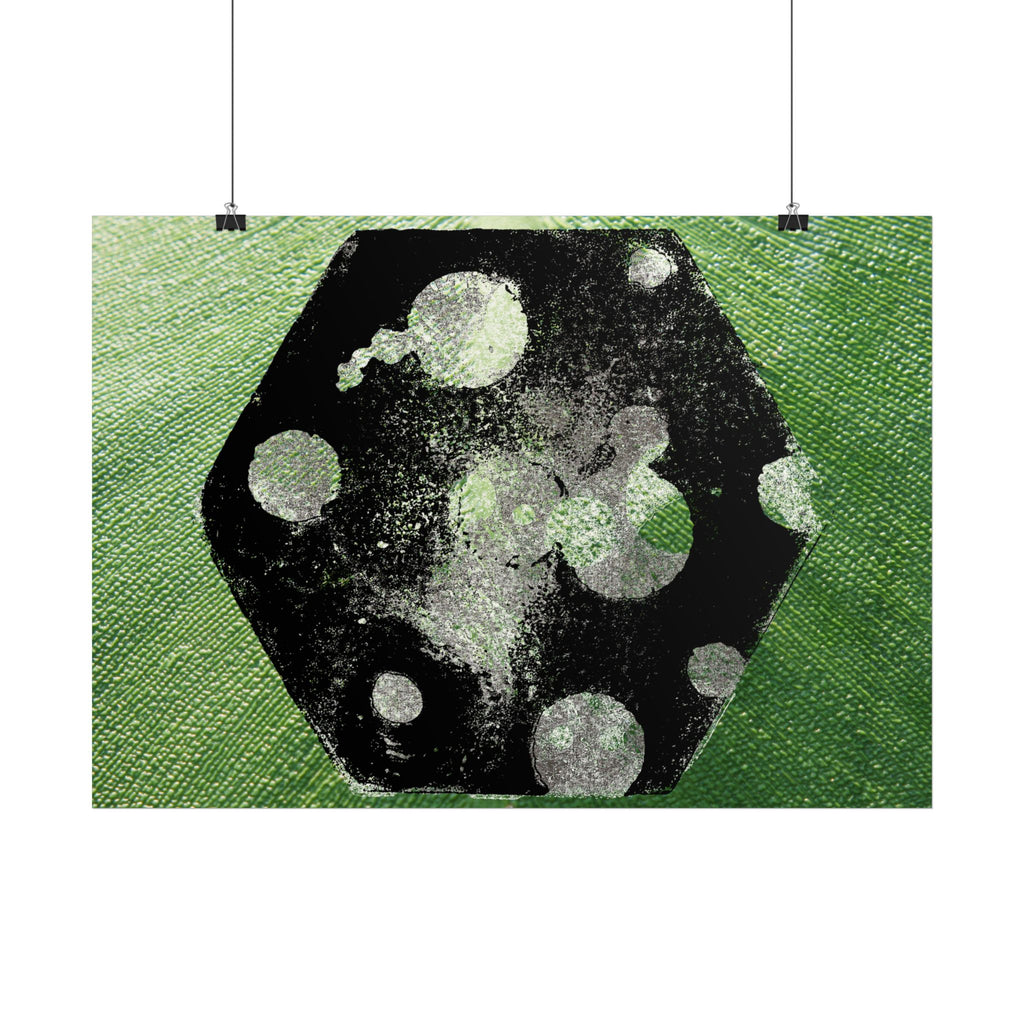 Abstract Green Dice Poster — Geometric Art Print