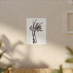 Zen bamboe inkt schilderij canvas print — Minimalistische zwart-witte muurdecoratie 