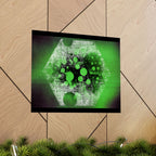Abstract Neon Green Geometric Poster — Matte Horizontal Art Print