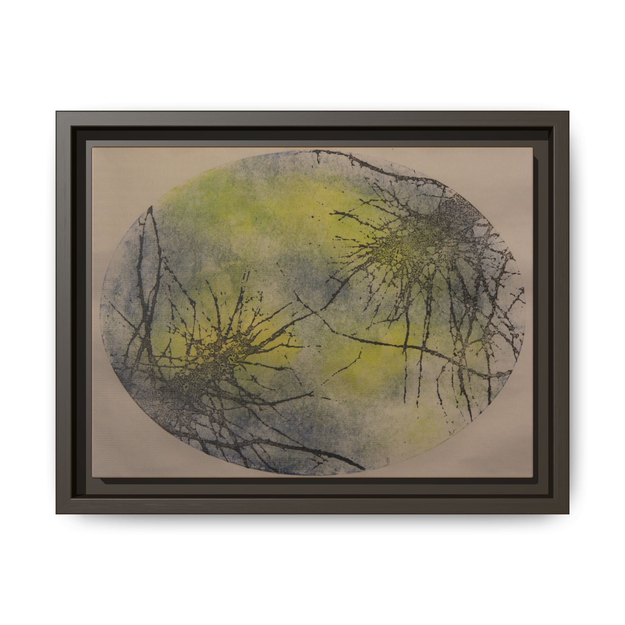 Framed Matte Canvas Art, no 23 — Twin Tree Wood-Carving Reproduction (Black, Graphite Shimmer & Vintage Gold)