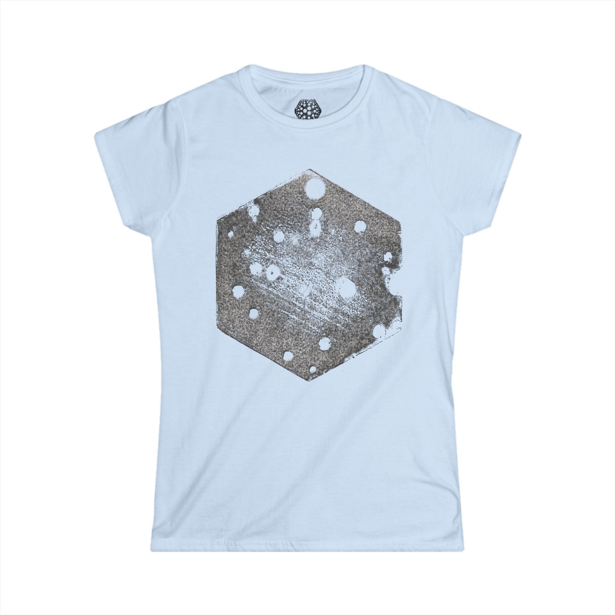 Dames T-shirt met Hexagon Galaxy-print — T-shirt met verweerde Space Dot-afbeelding 
