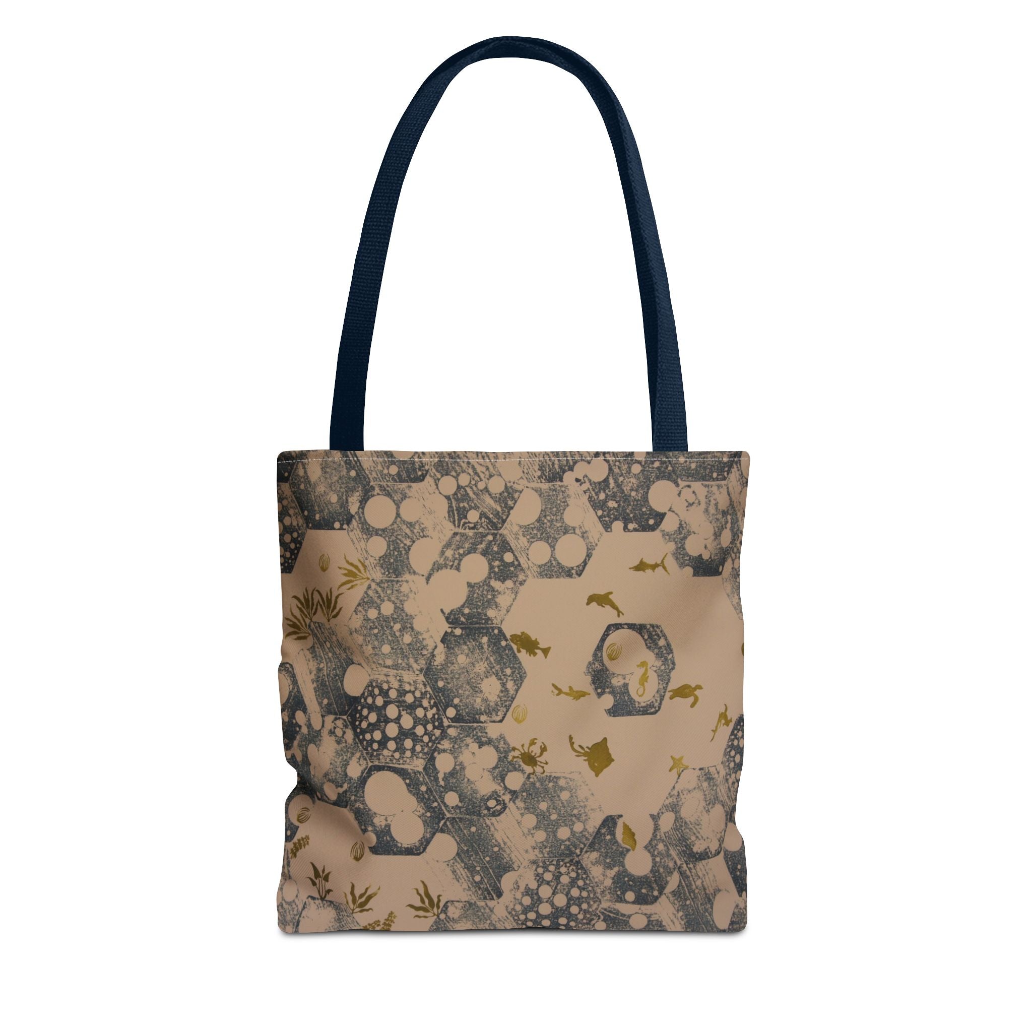 Abstract Marble Pattern Tote Bag — Neutral Honeycomb Bubble Design