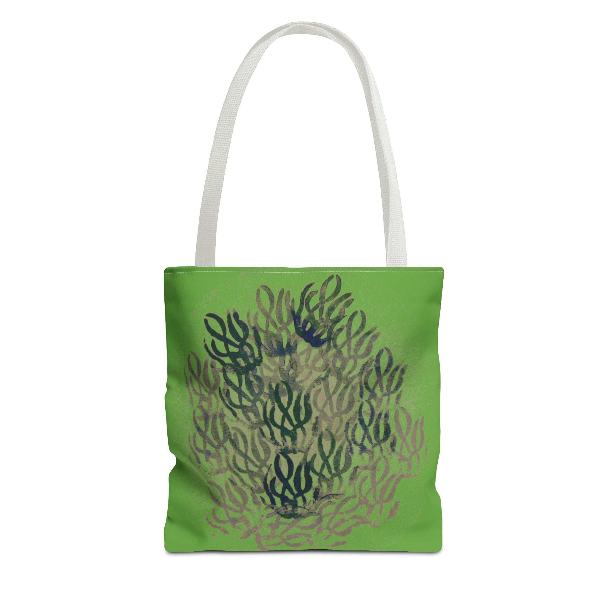 Green Abstract Coral Tote Bag – Ocean-Inspired All-Over Print Tote