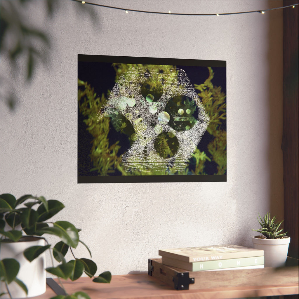 Abstracte poster met groen koraalrif, matte afwerking — Horizontale wanddecoratie geïnspireerd op de oceaan 