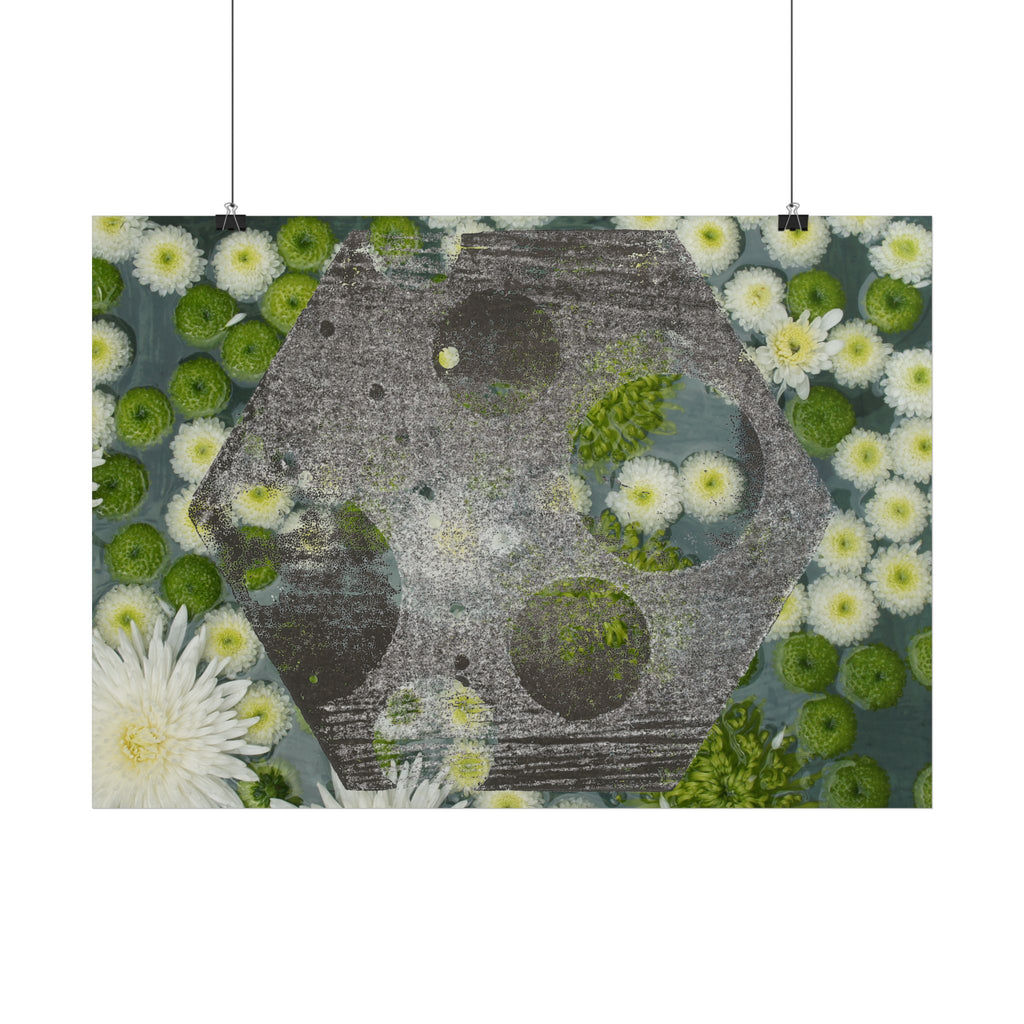 Botanical Daisies Hexagon Wall Poster – Modern Floral Art Print