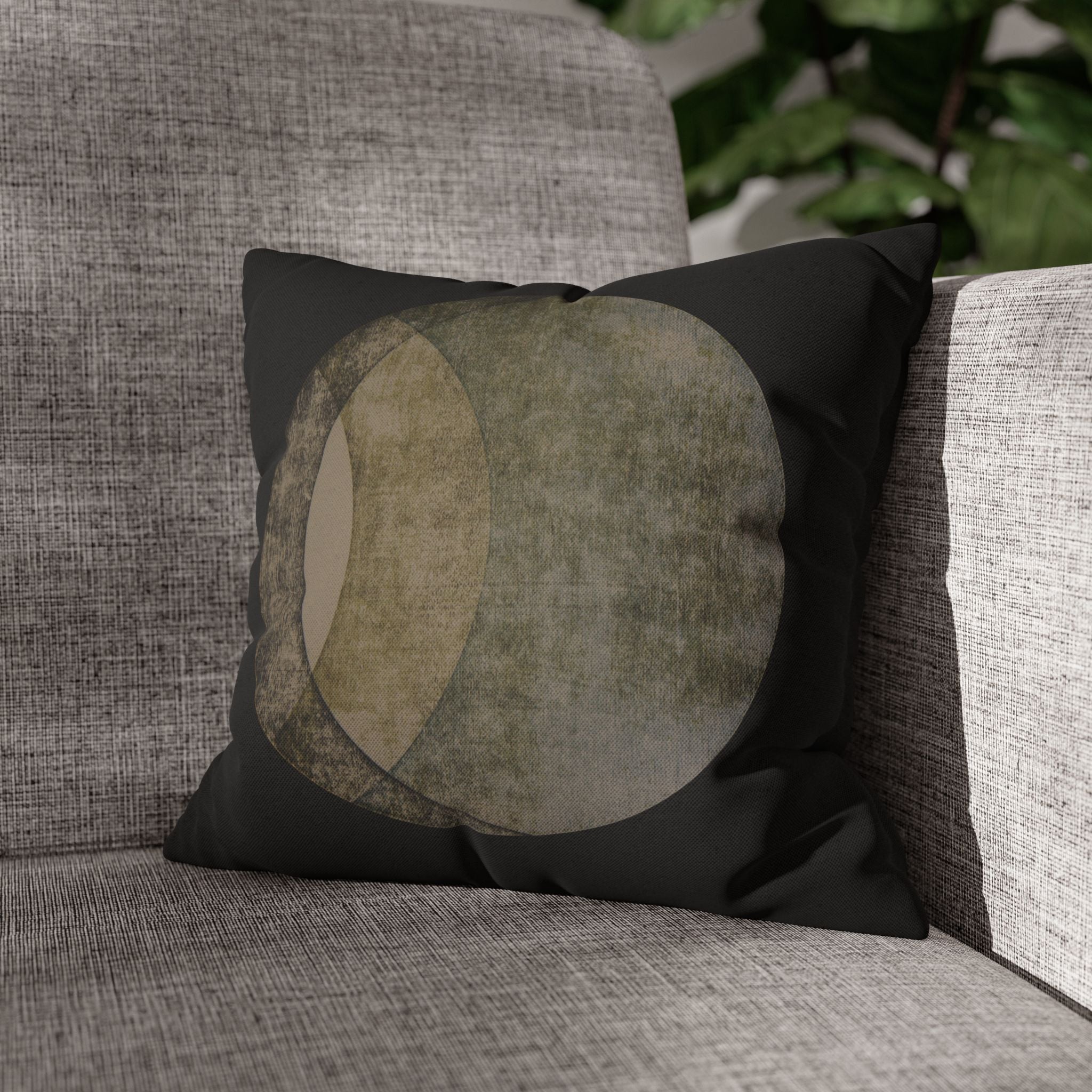Abstract Moon Phase Pillowcase — Vintage Lunar Circle Decorative Pillow