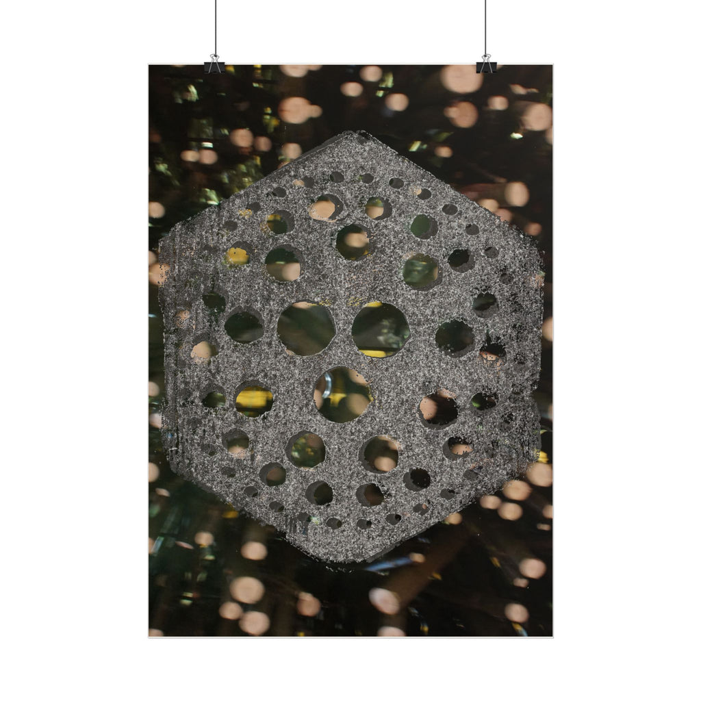 Hexagonal Orb Abstract Vertical Poster | Geometric Space Art