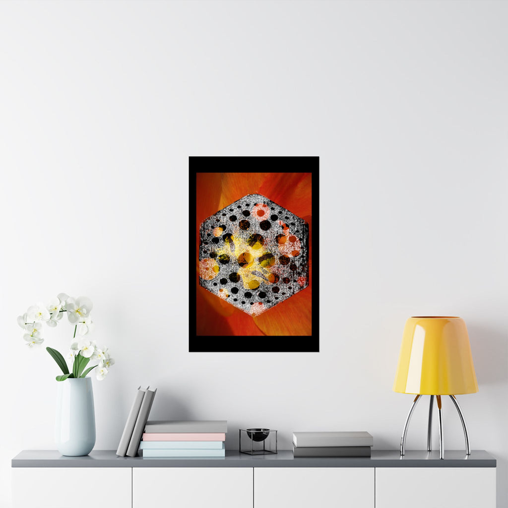 Abstract Hexagon Floral Poster — Matte Vertical Art Print