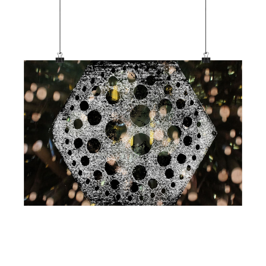 Hexagonal Crystal Bokeh Matte Poster — Abstract Celestial Wall Art