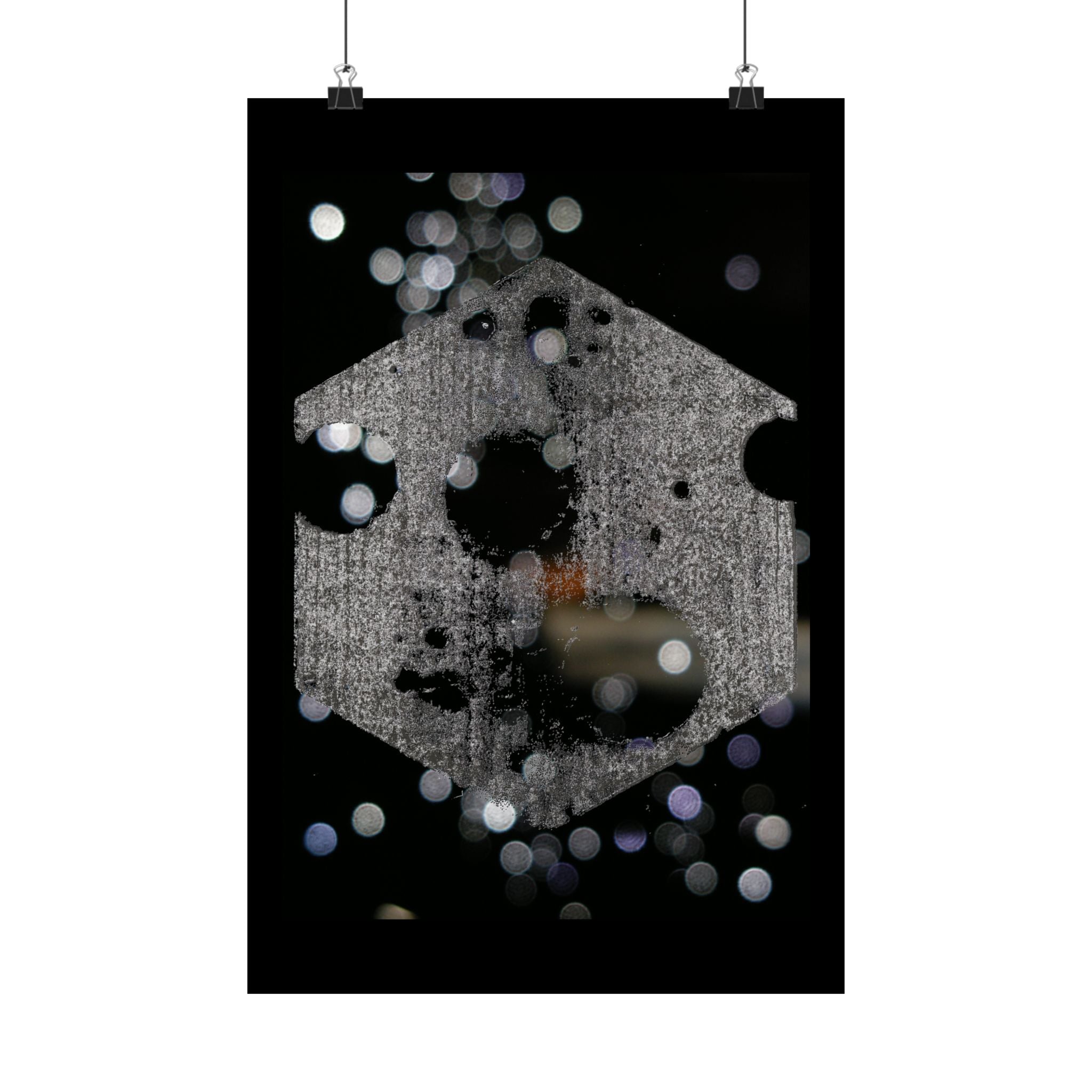 Matte poster met nachtlampjes — Abstracte zeshoekige bokeh-kunst 