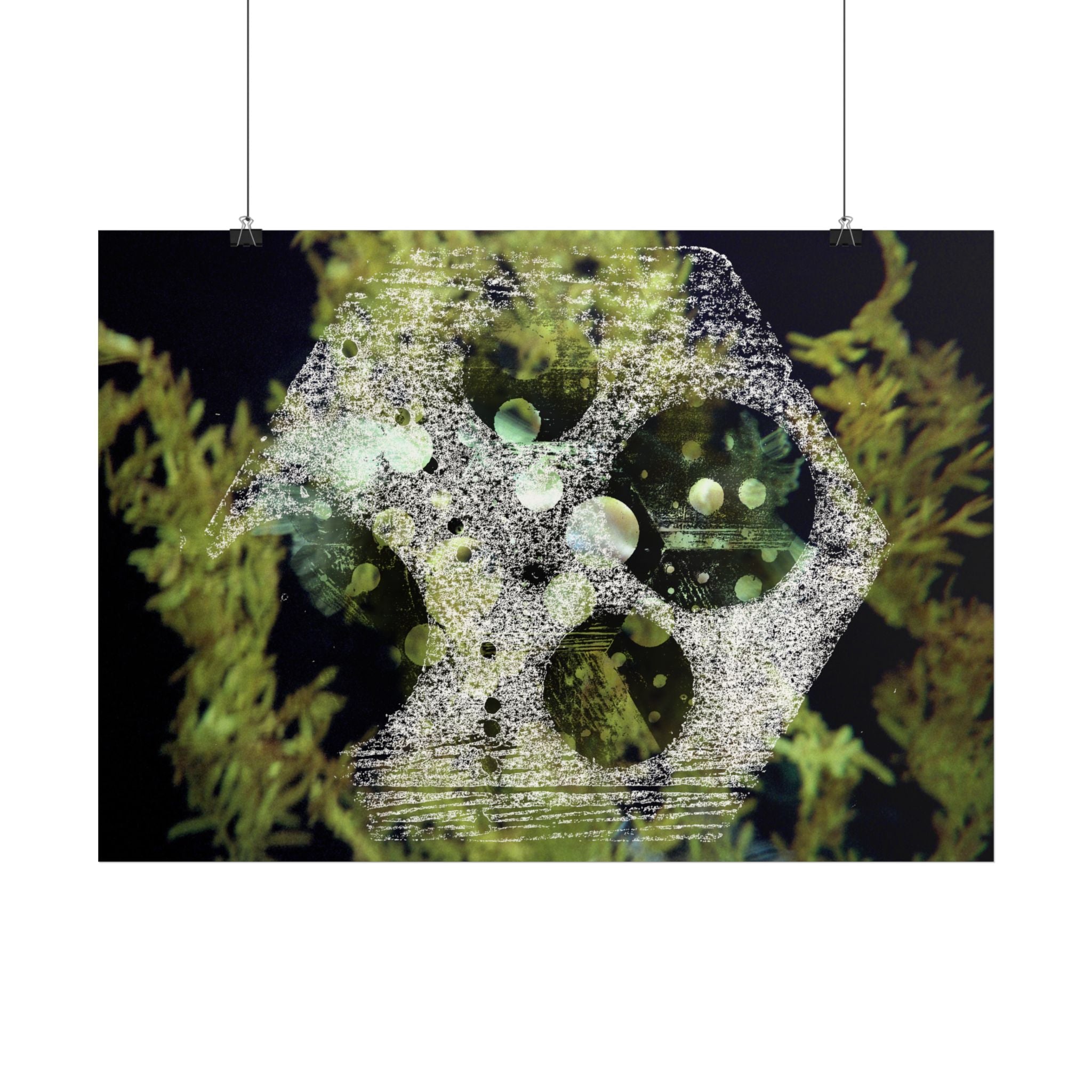 Abstract Green Coral Reef Poster — Ocean-Inspired Horizontal Wall Art