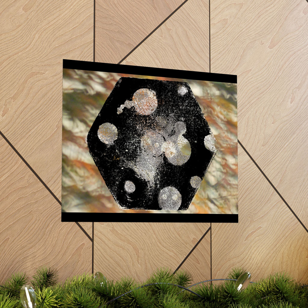 Abstract Cosmic Hex Matte Poster — Planetary Dots Wall Art