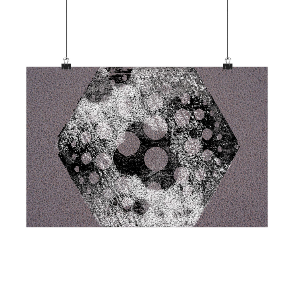 Abstract Hexagon Art Poster — Textured Geometric Matte Horizontal Print