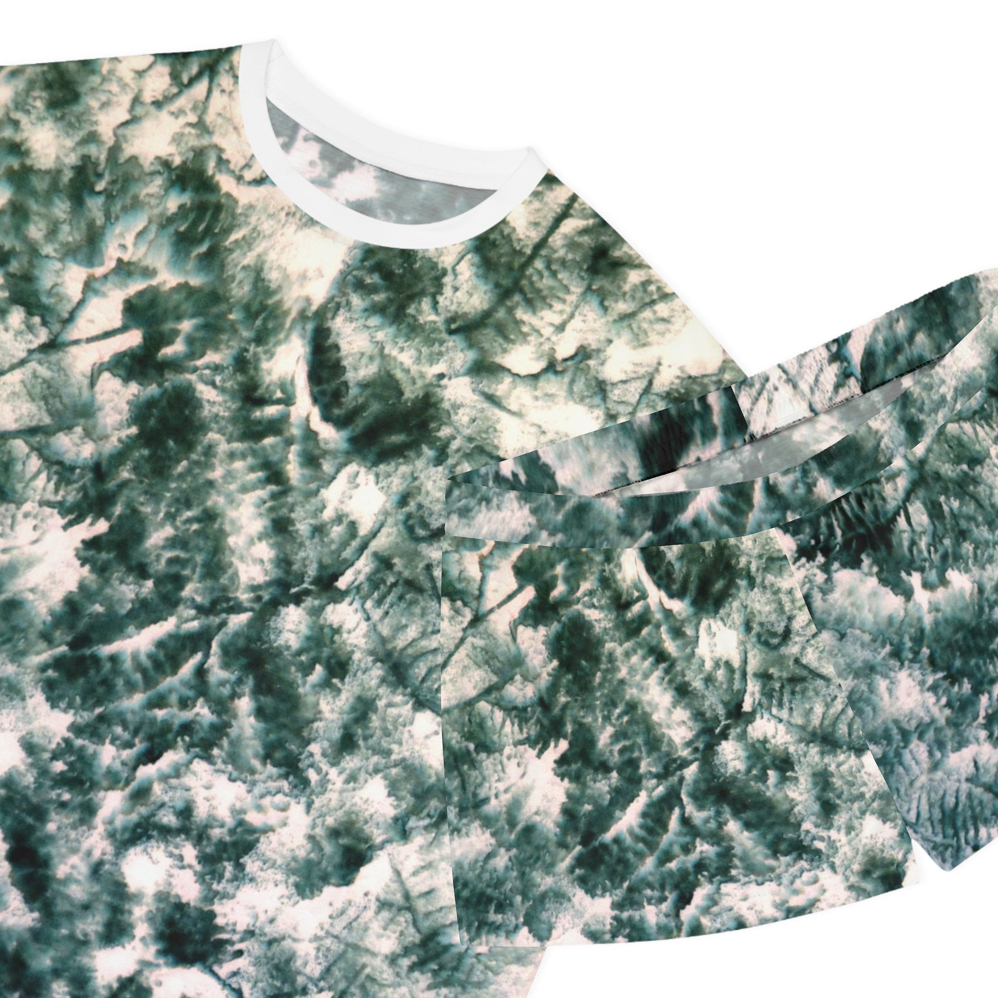 Tie-Dye Fern Women's Pajama Set — Short Sleeve Top & Shorts Loungewear