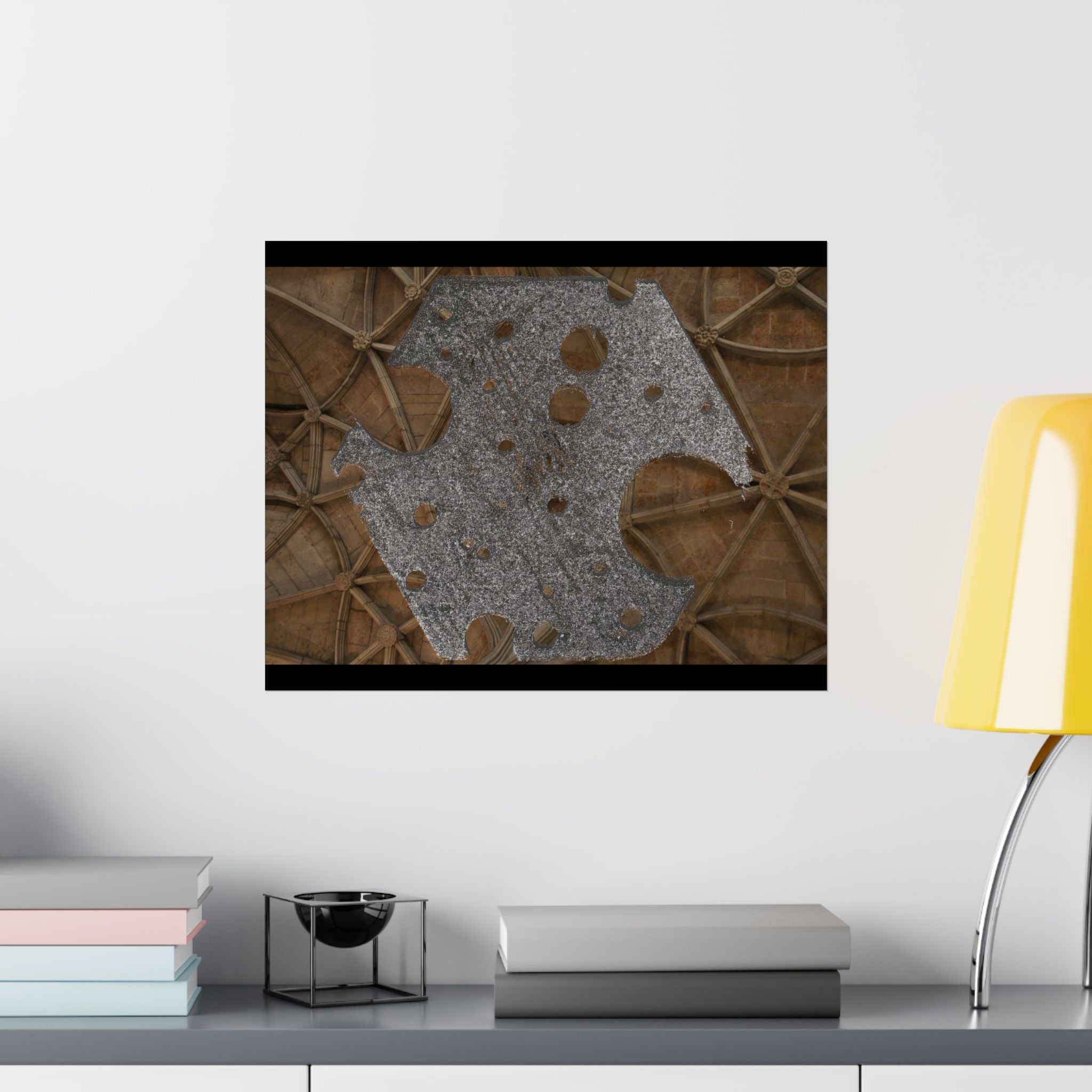Matte horizontale poster — Horizontale kunst met metalen textuur van een kathedraalplafond 