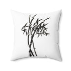 Sierkussen met bamboe-inktkunst — Minimalistisch zwart-wit, Aziatisch geïnspireerd decoratief kussen 