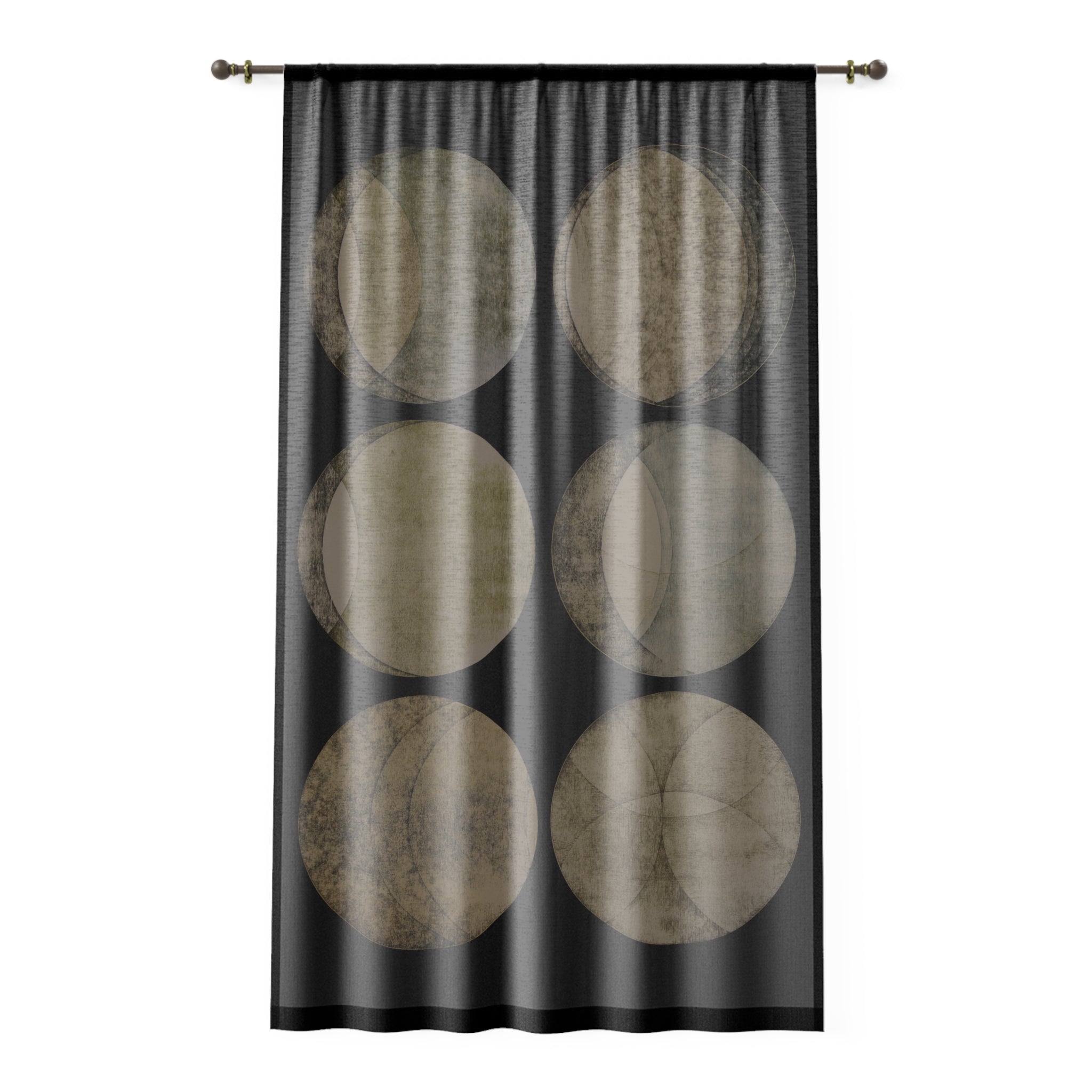 Transparant raamgordijn met maanfasemotief – moderne, neutrale cirkels 