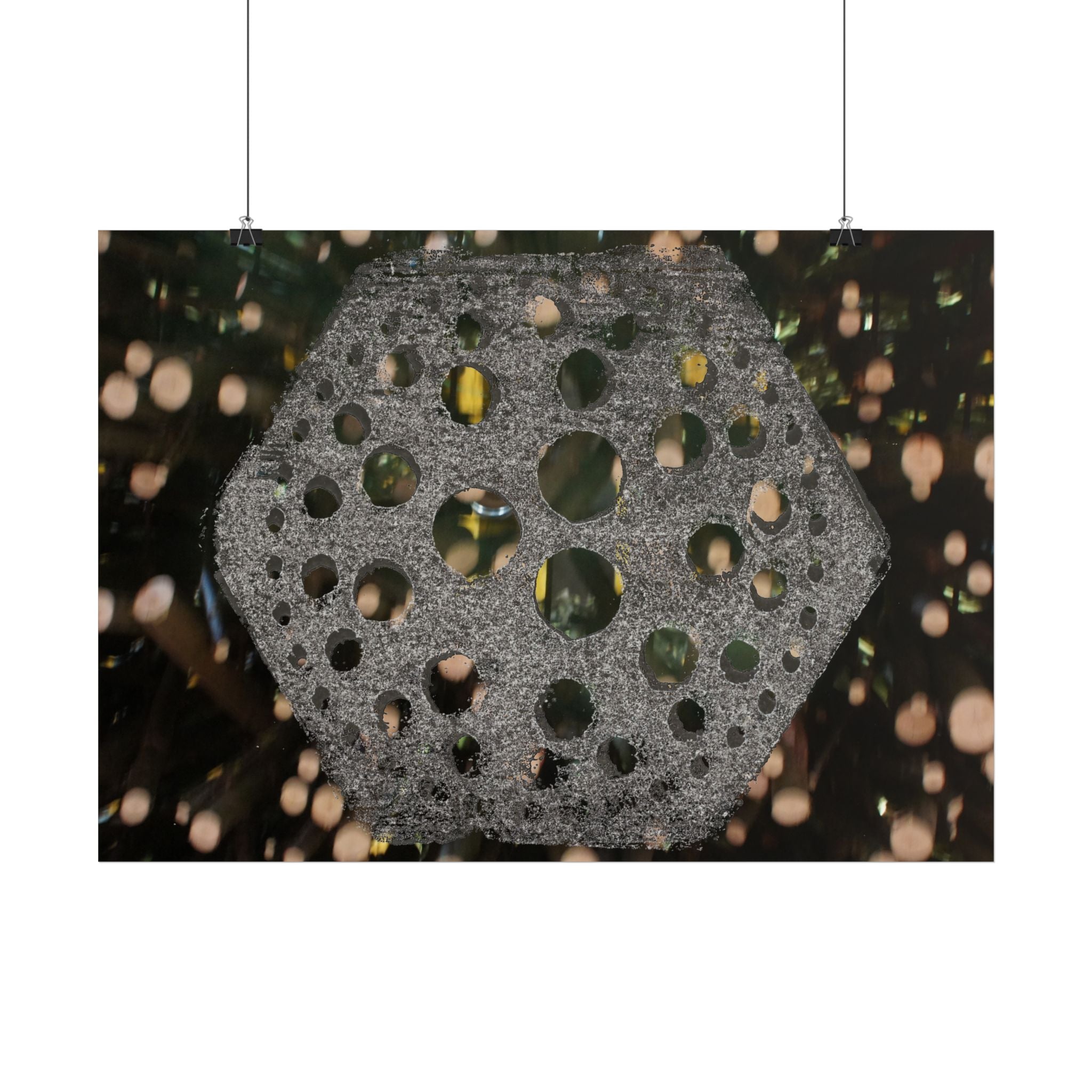 Poster met zeshoekig gatenpatroon | Horizontale poster, abstracte geometrische muurdecoratie 