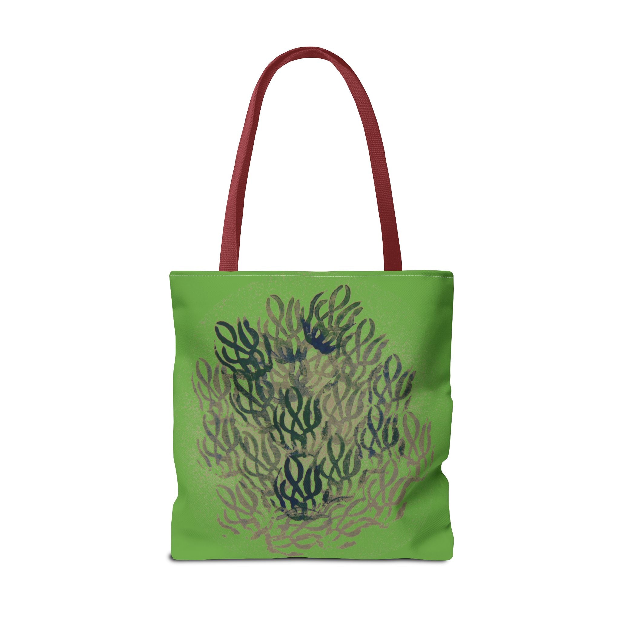 Green Abstract Coral Tote Bag – Ocean-Inspired All-Over Print Tote