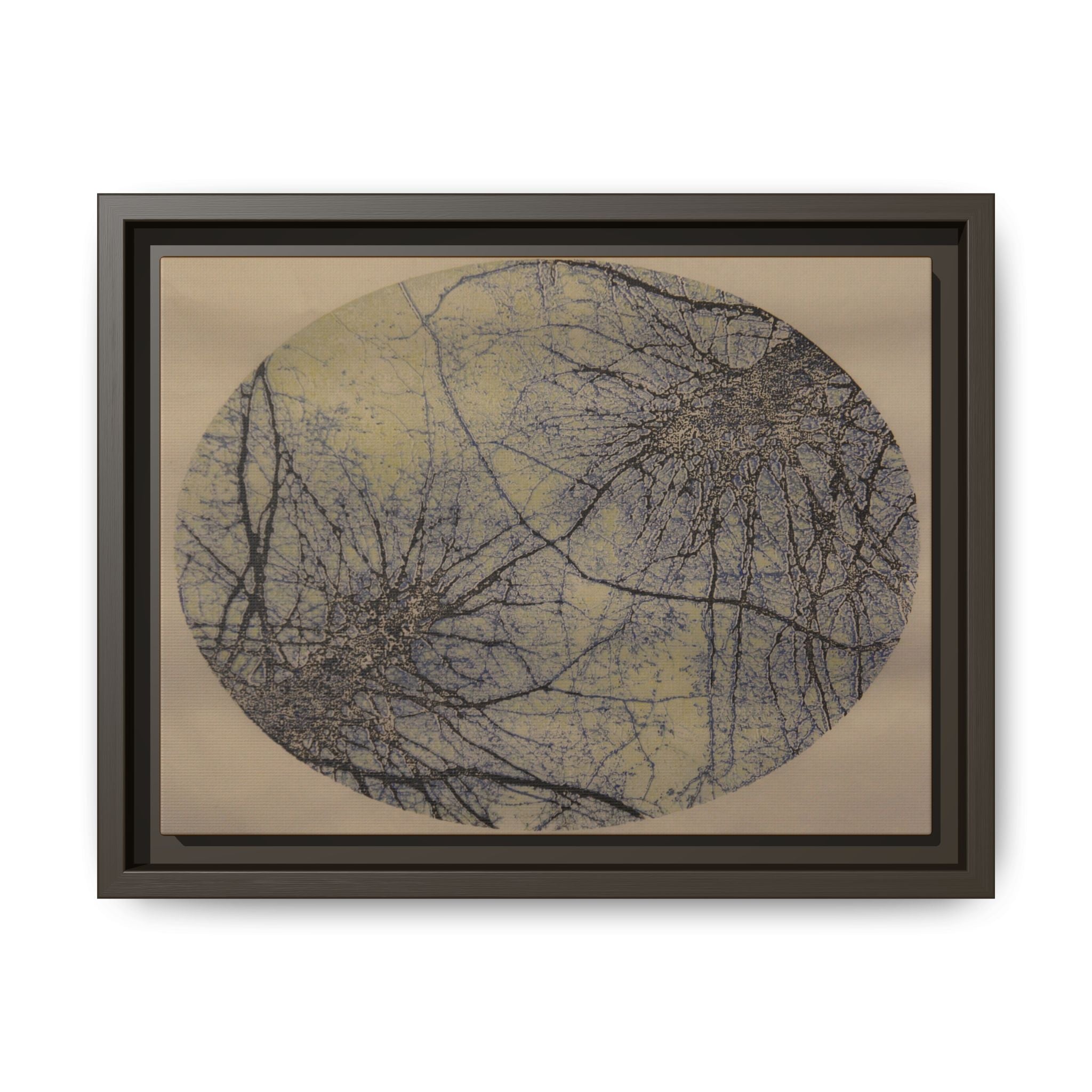 Framed Matte Canvas Art, no 19 — Twin Tree Wood-Carving Reproduction (Black, Metallic Titanium & Casual Khaki)