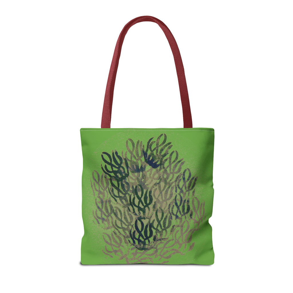 Green Abstract Coral Tote Bag – Ocean-Inspired All-Over Print Tote