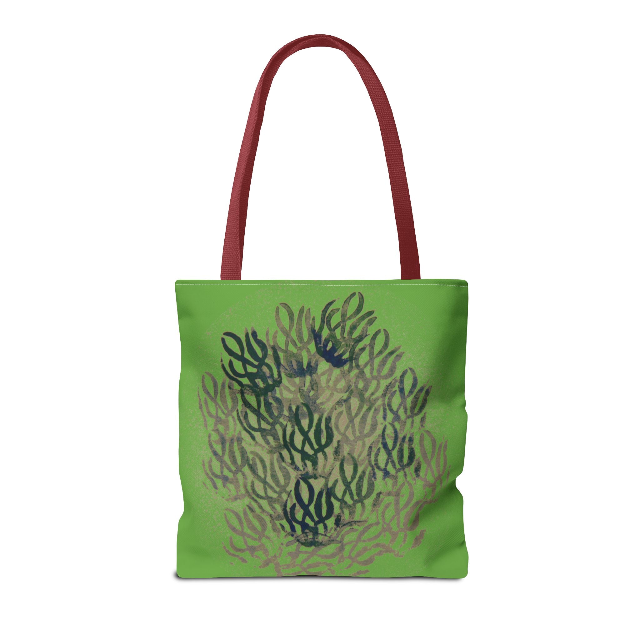 Green Abstract Coral Tote Bag – Ocean-Inspired All-Over Print Tote