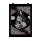 Abstract Hexagon Art Poster — Grunge Black & Gray Matte Vertical Print