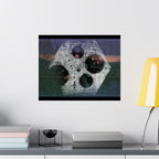 Abstract Cosmic Hex Matte Poster — Surreal Moon & Film Reel Wall Art